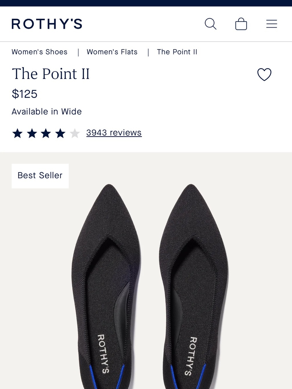 Rothy's The Point II Women's Black Pointed Flats
